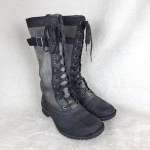 UGG Australia Brystl Grey Black Suede Leather Fur Lined Waterproof Lace Up Boots